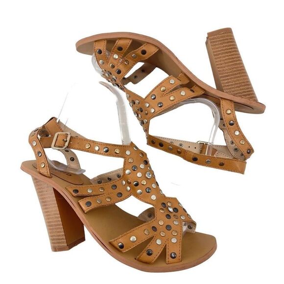 Torrid Womens Heels Strappy Sandals Metal Embellishment Brown Camel Size 8 - Picture 15 of 15